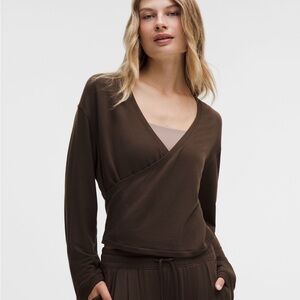 NWT Becalm Wrap Front Long Sleeve | Size: M | Walnut crunch